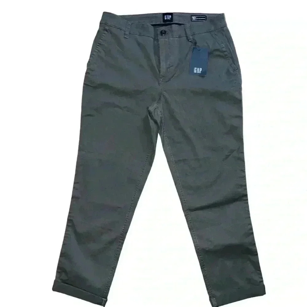 Gray Khaki Relaxed  Girlfriend cut size 10 pants New